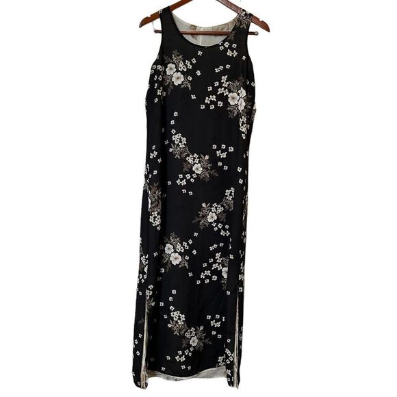 Floral Ditsy Versatile WimsyGoth Black Shift Maxi Sleeveless Boho Vintage Dress - Picture 5 of 13